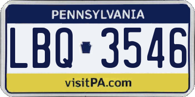 PA license plate LBQ3546