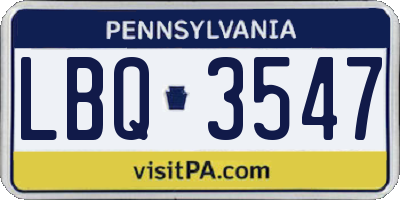 PA license plate LBQ3547