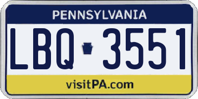 PA license plate LBQ3551