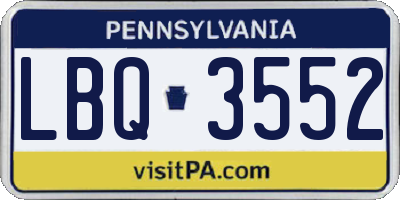 PA license plate LBQ3552