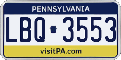 PA license plate LBQ3553