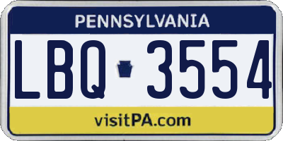 PA license plate LBQ3554