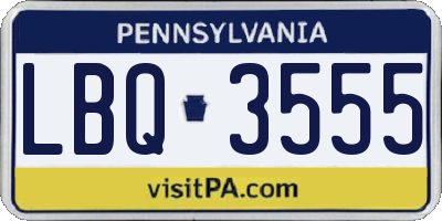 PA license plate LBQ3555