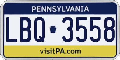 PA license plate LBQ3558