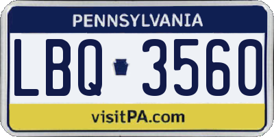 PA license plate LBQ3560