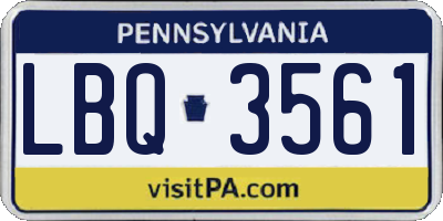 PA license plate LBQ3561