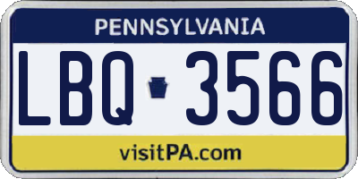 PA license plate LBQ3566
