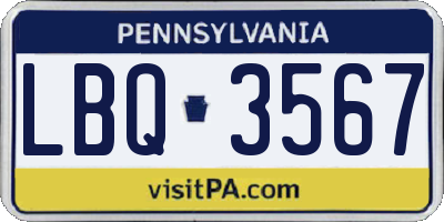 PA license plate LBQ3567