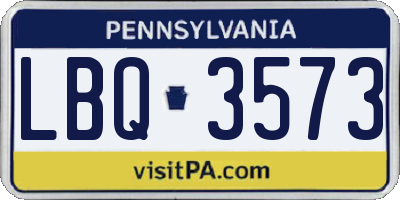 PA license plate LBQ3573