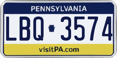 PA license plate LBQ3574