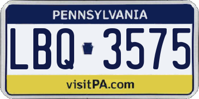 PA license plate LBQ3575