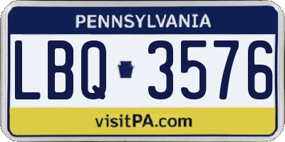 PA license plate LBQ3576
