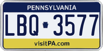PA license plate LBQ3577