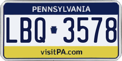 PA license plate LBQ3578