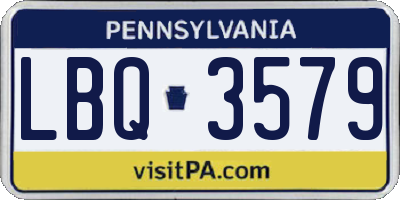 PA license plate LBQ3579