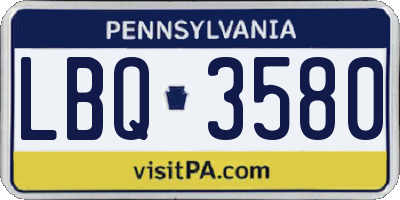 PA license plate LBQ3580