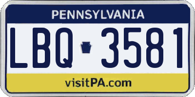 PA license plate LBQ3581