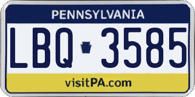PA license plate LBQ3585