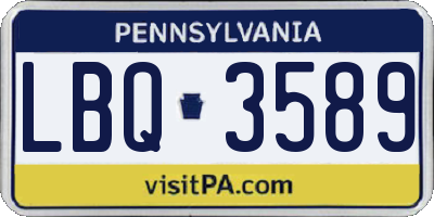 PA license plate LBQ3589