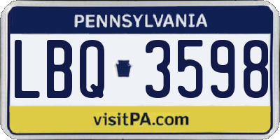 PA license plate LBQ3598