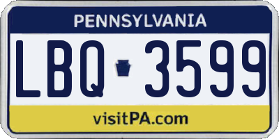 PA license plate LBQ3599
