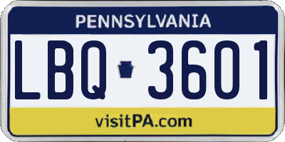 PA license plate LBQ3601