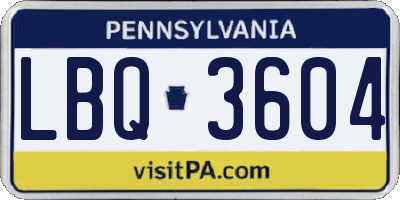 PA license plate LBQ3604
