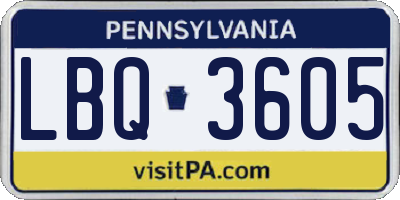 PA license plate LBQ3605