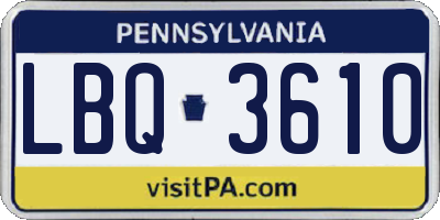 PA license plate LBQ3610
