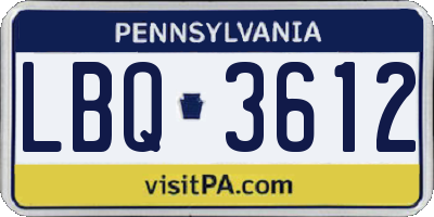 PA license plate LBQ3612