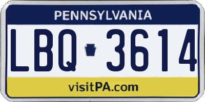 PA license plate LBQ3614