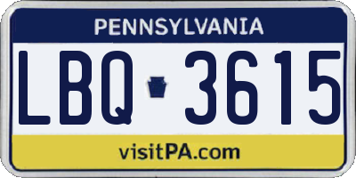 PA license plate LBQ3615