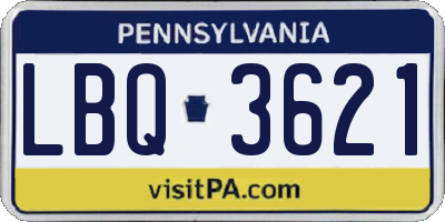 PA license plate LBQ3621