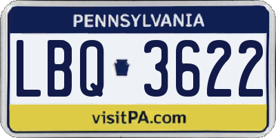 PA license plate LBQ3622