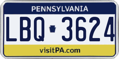 PA license plate LBQ3624