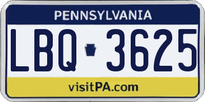 PA license plate LBQ3625