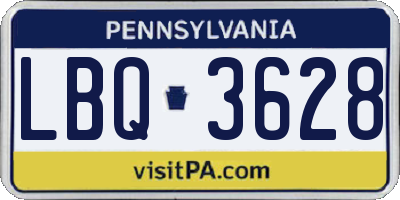 PA license plate LBQ3628