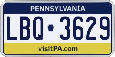 PA license plate LBQ3629