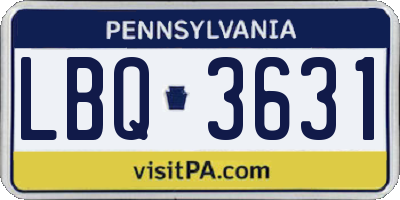 PA license plate LBQ3631