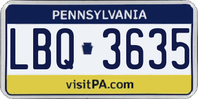 PA license plate LBQ3635