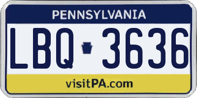 PA license plate LBQ3636