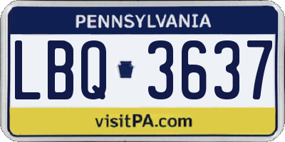 PA license plate LBQ3637