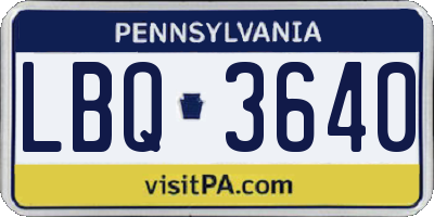 PA license plate LBQ3640