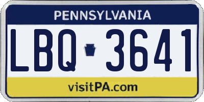 PA license plate LBQ3641