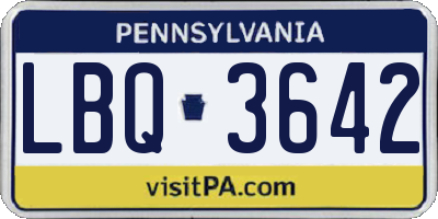 PA license plate LBQ3642
