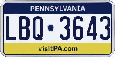 PA license plate LBQ3643
