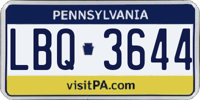 PA license plate LBQ3644