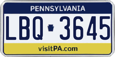 PA license plate LBQ3645