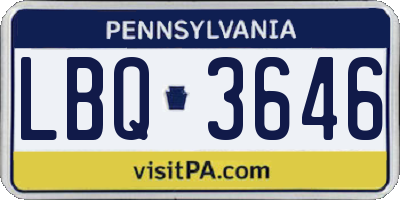 PA license plate LBQ3646