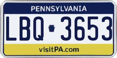 PA license plate LBQ3653